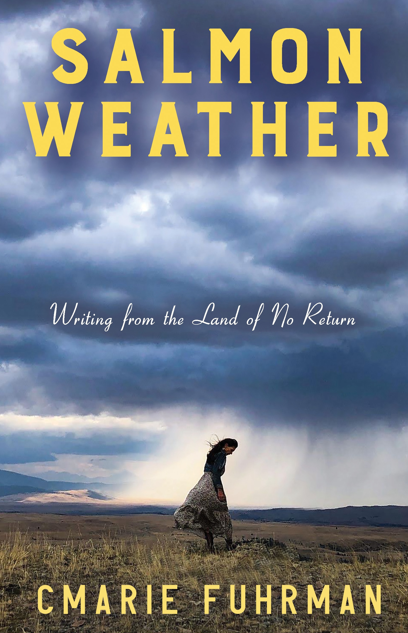 a book cover that says Salmon Weather by CMarie Fuhrman