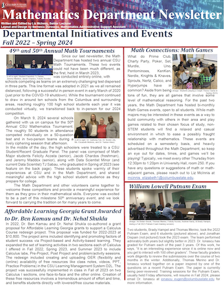 Math Department Newsletter, 2019–2022