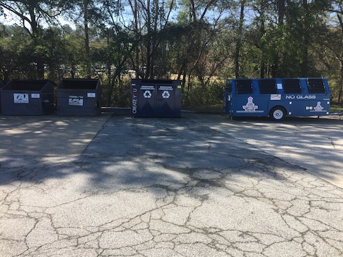 several recycling bins